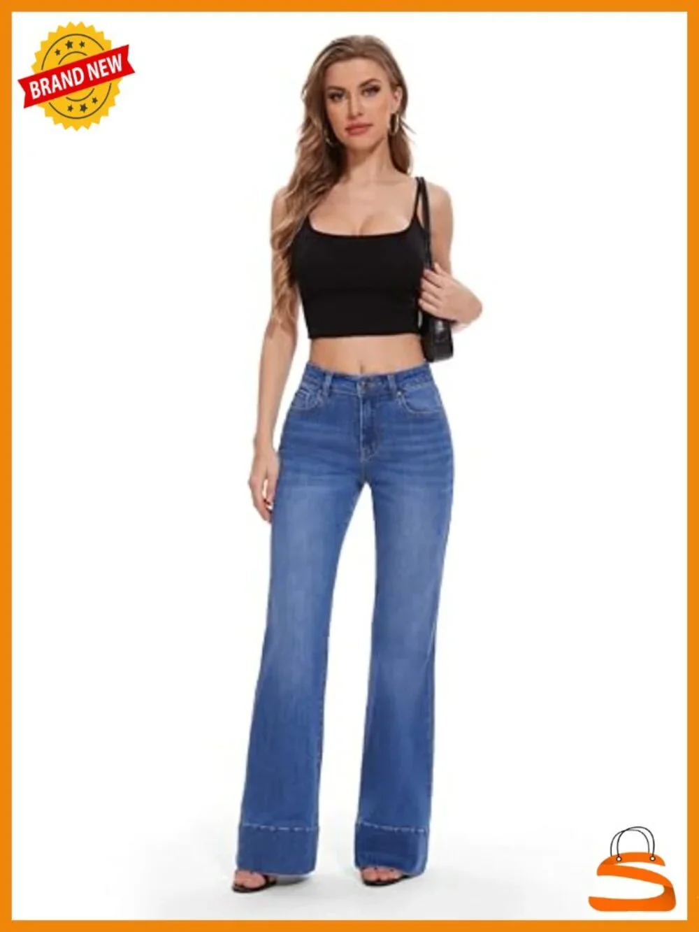 High Waist Flare Bell Bottom Wide Leg Stretch Denim Jeans
